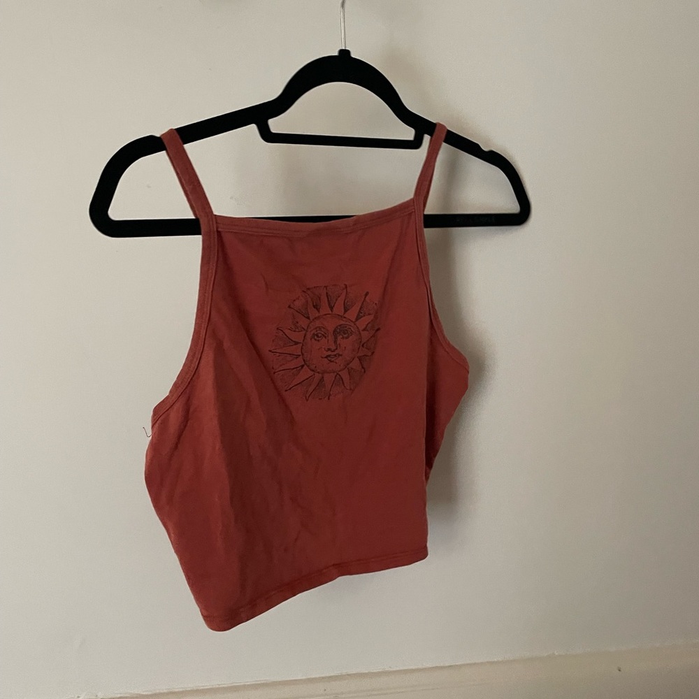 High neck rust colored tank top